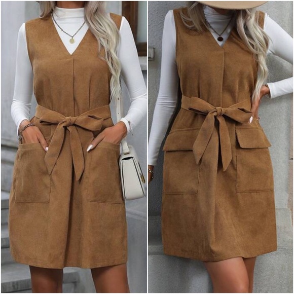 Dresses & Skirts - Classic Sleeveless V neck Belted Mini Dress